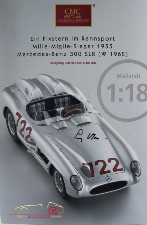 CMC fiche/depliant Mercedes-Benz 300 SLR Stirling Moss Mille Miglia original signé